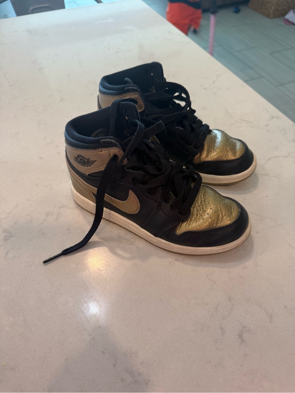 Nike Kids High-Top Sneakers — Black & Metallic Gold
